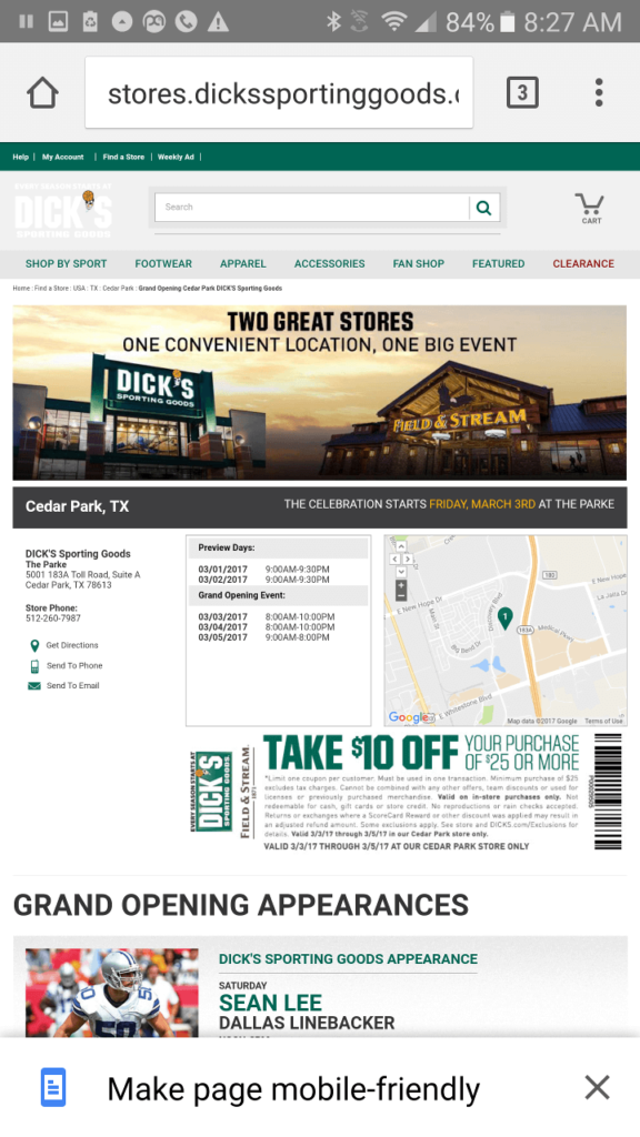 Non Mobile Dick's Sport Goods Screen Capture